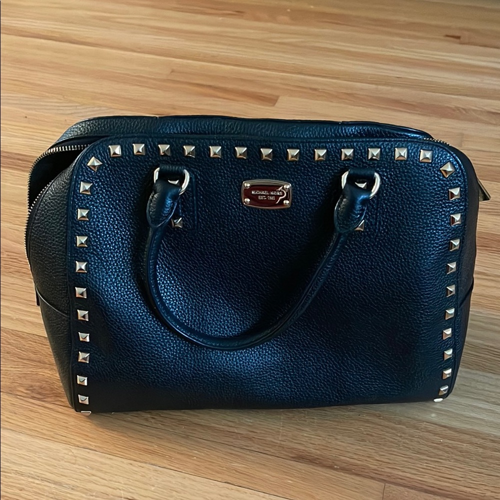 Michael Kors Black Studded Satchel